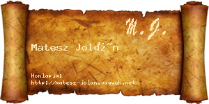 Matesz Jolán névjegykártya