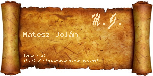 Matesz Jolán névjegykártya